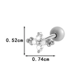 Silver titanium steel screw ball stud earring with zircon cross flower design - Cross Flower Style (0189-10# Silver)