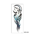 Waterproof full arm temporary tattoo sticker featuring a wolf howling at the moon - WD-028/Black Blue Totem Wolf Howling at Moon