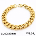 10mm wide gold stainless steel Cuban link bracelet for men and women, 200mm hiphop jewelry - 10mm Gold