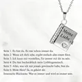 Book-shaped envelope necklace in silver stainless steel with Meine Liebe engraving - 60 Silver German Lover Style