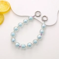 Detail of colorful acrylic diamond beads chain with silver spring rings for phone cases - Blue