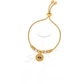 Gold plated evil eye charm bracelet in titanium steel with blue oil drop and crystals - Enamel Evil Eye Disc Style (E443) / Gold