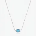 Minimalist S925 sterling silver necklace with oval turquoise pendant on white background - S925 Sterling Silver (Silver)