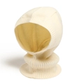 Detailed close-up of cream knit hooded scarf showing soft textured warm wool fabric - Off-white