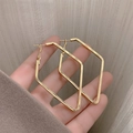 Minimalist gold oversized geometric rhombus earrings with engraved metal texture for women - Rhombus Ear Buckles