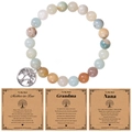 Bracciale in amazzonite con ciondolo albero della vita e biglietti regalo per la nonna - Grandma-Biglietto / Amazonite