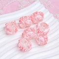 Close-up of pink round acrylic beads with embossed heart patterns for DIY jewelry making - Clear Bead + Pink Bow + Heart