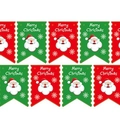 Red and green Christmas banner with Santa Claus motif and Merry Christmas text - Christmas Bunting Flag