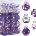 Set di palline di Natale viola in PET con glitter e nastri decorativi per l'albero - 6cm / Viola