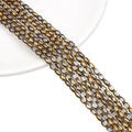 Oval striped glass beads with golden finish for DIY jewelry making accessories - Approx 25pcs/Strand / 3x5mm / Transparent Light Blue