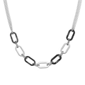Collana in acciaio al titanio con ciondoli ad anello geometrici ovali neri e argento - N305067-Catena a Maglie Ovali Argento Nero