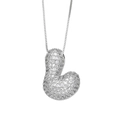Chunky 3D letter L necklace with pave cubic zirconia on a silver-tone chain - Letter L / Silver