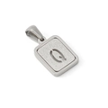 Polished silver stainless steel rectangular pendant with sandblasted letter Q design - Letter Q Style / Steel