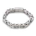 Pulsera de cadena bizantina para hombre en acero inoxidable pulido con cierre cuadrado - Color Acero