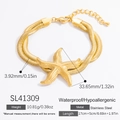Bracciale a doppia catena snake in acciaio inossidabile dorato con ciondolo a stella - Ciondolo Stella Marina (SL41309) / Placcato Oro 18K