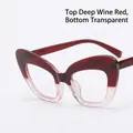 Occhiali anti luce blu cat-eye con montatura sfumata dal bordeaux scuro al trasparente - Bordeaux Scuro a Trasparente