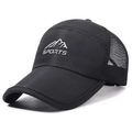 Cappellino sportivo nero asciugatura rapida con mesh e logo montagna per corsa all'aperto - Nero