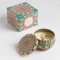 Soy wax scented candle in teal mandala tin with matching gift box and dried flowers - Extra Small Bubble Wrap 5.5 X 3.6 Cm. / Lime & Citrus