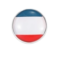 Round national flag brooch badge with blue white red stripes and silver metal frame - Blue White Red Round Style (C2636-3)