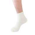 Women's fluffy plush slipper socks in soft white coral fleece for warm home wear - Cream