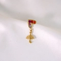 Golden heart earrings with colorful rhinestones and delicate umbrella charm detail - Heart Colorful Umbrella Pendant