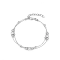 Minimalist double-layer silver alloy anklet with crystal Shamballa beads for beachwear - White K Double Small Bead Style (9389)