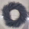 Artificial pampas grass Christmas wreath in elegant grey color for home holiday decor - Dark Gray