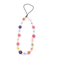 Colorful resin flower and smiley face bead phone charm strap with pink floral accents - Colorful Flower Smile Face