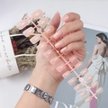 Glossy nude pink long square press-on nails with 24 pieces and UV coating finish - Nude Pink (CFL-08)