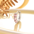 Elegante orecchino a cerchio in rame argento con tre zirconi rosa tondi brillanti - A300-2# Rosa (Pezzo Singolo)