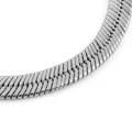 Macro shot of flat silver snake chain showing the detailed fish scale metal texture - 45cm / Steel 3mm