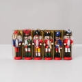 Set of six 13cm glitter wooden nutcracker soldier ornaments in a gold display gift box - PVC Transparent Box (6PCS Set)