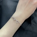 Silver twist knot snake chain bracelet with small round bead charm for women - Concentric Knot Bead Bracelet