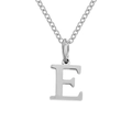 Poliertes silbernes Edelstahlhalskette mit Buchstaben-E-Anhänger an einer O-Kette - Buchstabe E / Stahlfarbe