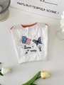 Mini sac cabas en Oxford blanc avec broderie papillon bleu et bordure orange contrastée - Broderie Papillon Artistique / Livre Papillon Blanc