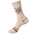 Chaussettes mi-hautes en coton beige avec motif dessin animé et lettrage imprimé - Beige Cartoon Match