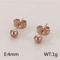 Minimalist 4mm rose gold stainless steel ball stud earrings with butterfly backs - Solid Rose Gold (4mm)