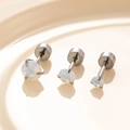 Three sizes of opal stud earrings with titanium steel screw backs in 3mm 4mm 5mm - 3MM (Single Piece) / White