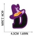 Halloween letter D embroidery patch with wizard hat measuring 6cm by 4.3cm - Letter D