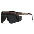 Pit Viper style cycling sunglasses in khaki frame with black splatters and dark lens - Black Polarized Lens - Black Splatter Khaki Frame (C39)