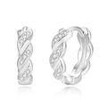 Créoles torsadées en argent avec zircons blancs sur une base blanche réfléchissante - Argent 925 / Or Blanc