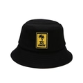 Sombrero de pescador negro de algodón con parche amarillo GO AWAY y diseño de palmeras - M (56-58cm) / Negro