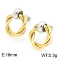 Two-tone twisted circle earrings in gold and silver finish, 16mm diameter, 5.5g weight - Two Tone Earrings (KE118639-KFC)