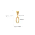18k gold-plated copper oval pendant with zircon micro-paving and 3.7cm height - Letter O