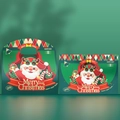 Dark green Christmas gift box with cute Santa Claus illustrations and handle - Handbag + Inner Box / Flat Shipping