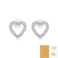 Orecchini a lobo a cuore in argento S925 di lusso con pavé di pietre in Moissanite - 32 Pietre di Moissanite (Con Certificato GRA) / Argento
