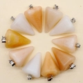 Ten-piece set of hexagonal crystal pendants in white and yellow natural stone - Topaz