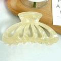 Elegante pinza per capelli in acetato marmorizzato bianco crema da 8cm per donna - Giallo Limone