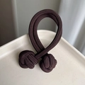 Élastique à cheveux double brin marron foncé durable avec détails de nœuds tissés - Café Foncé
