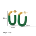 Orecchini a U in acciaio inossidabile oro e smalto verde con misura altezza 28mm - Stile Smalto Oro e Verde (TKR178-GN)